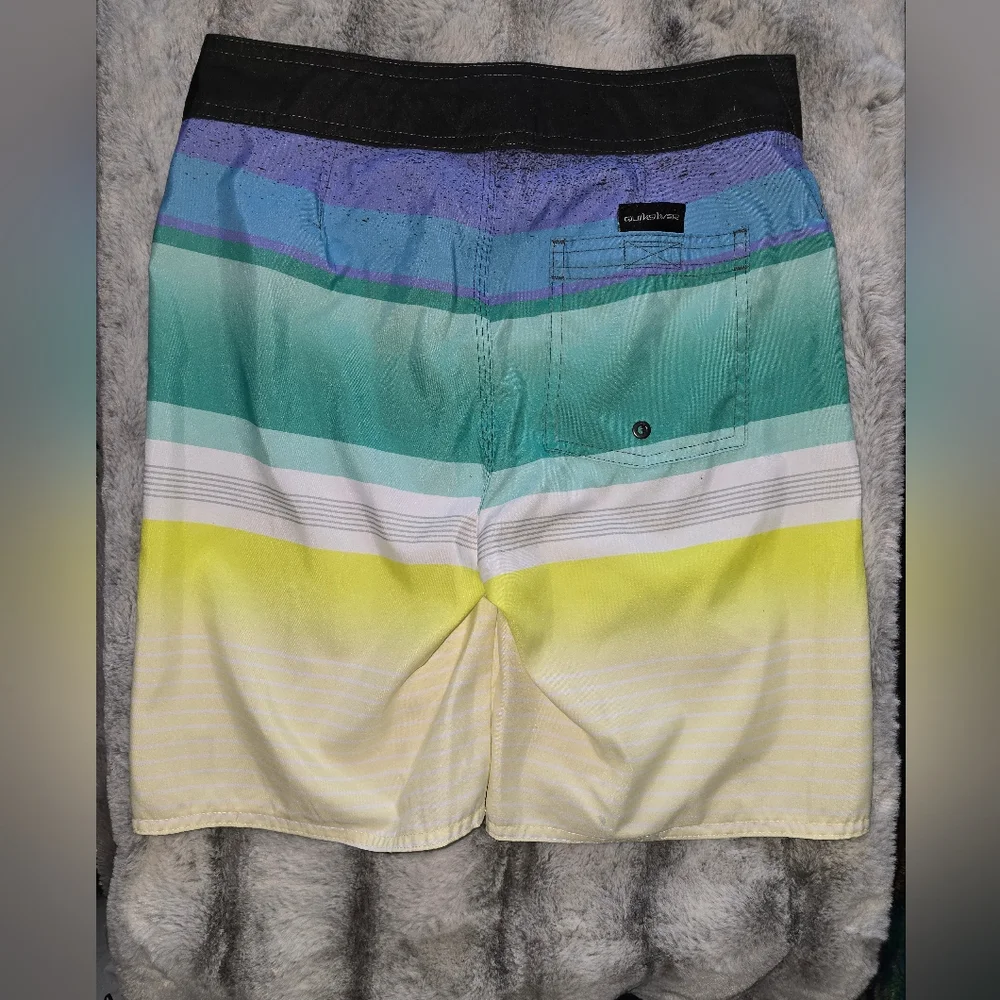 NWT Boys Quiksilver Multicolor Dark‎ Shadow Striped Board Shorts